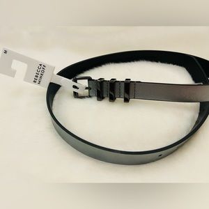New! REBECCA MINKOFF Suzy Leather Belt - Gunmetal. Size M